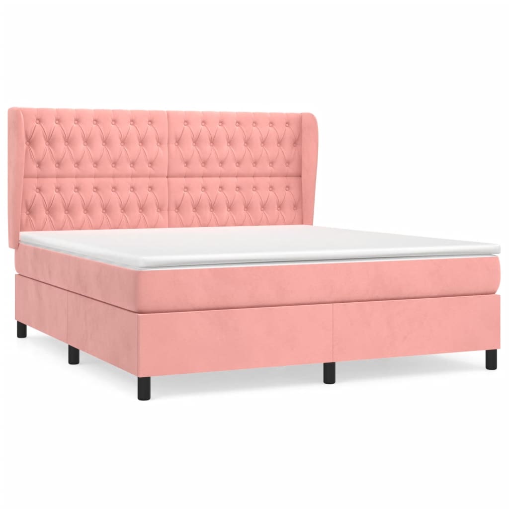 Boxspring Met Matras Fluweel Roze 180 x 200 cm Getuft ontwerp