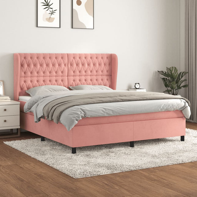 Boxspring Met Matras Fluweel Roze 180 x 200 cm Getuft ontwerp