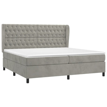 Boxspring Met Matras Fluweel Lichtgrijs 200 x 200 cm Getuft ontwerp