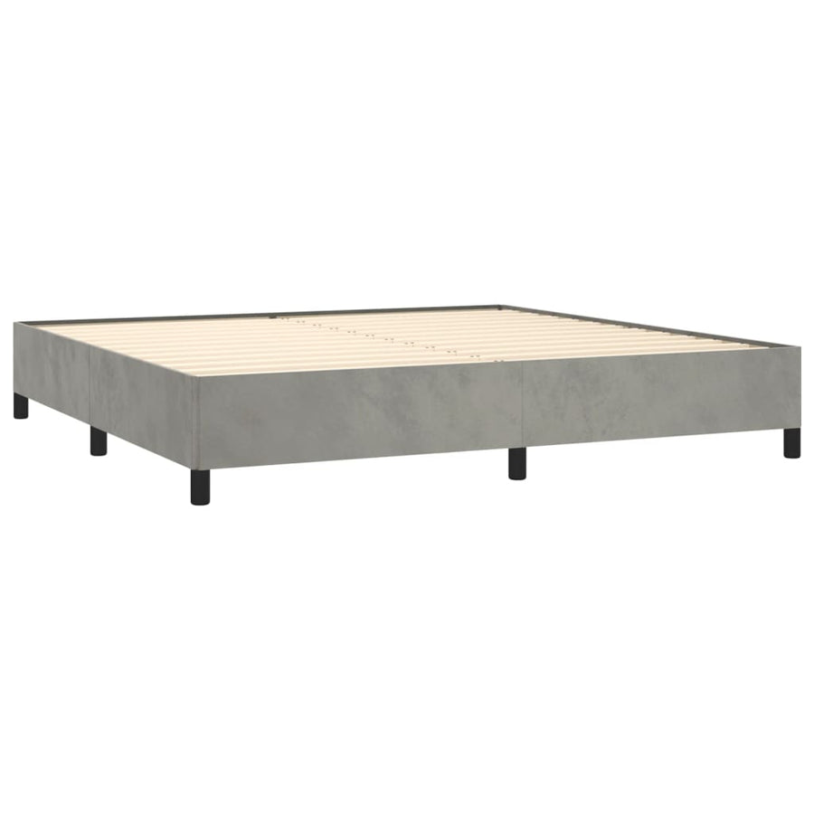 Boxspring Met Matras Fluweel Lichtgrijs 200 x 200 cm Getuft ontwerp