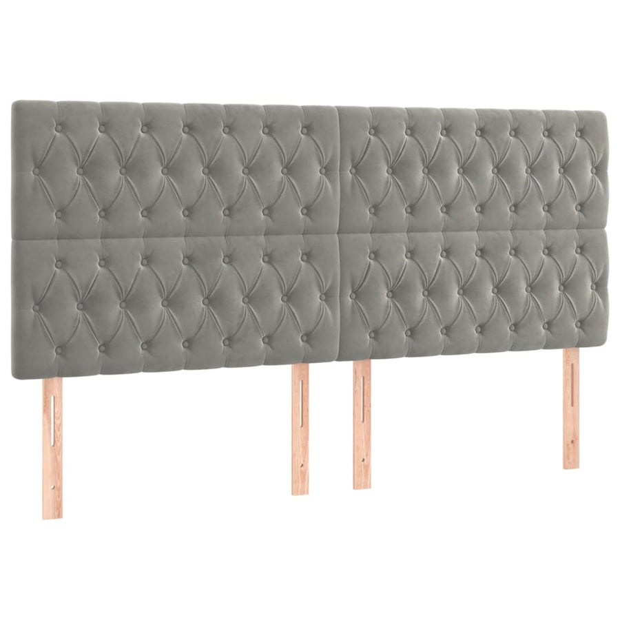 Boxspring Met Matras Fluweel Lichtgrijs 200 x 200 cm Getuft ontwerp