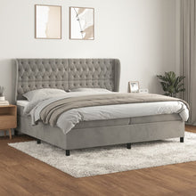 Boxspring Met Matras Fluweel Lichtgrijs 200 x 200 cm Getuft ontwerp