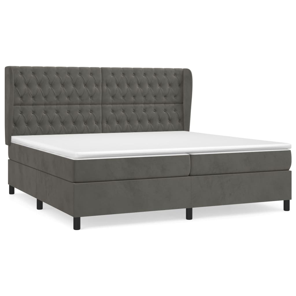 Boxspring Met Matras Fluweel Donkergrijs 200 x 200 cm Getuft ontwerp