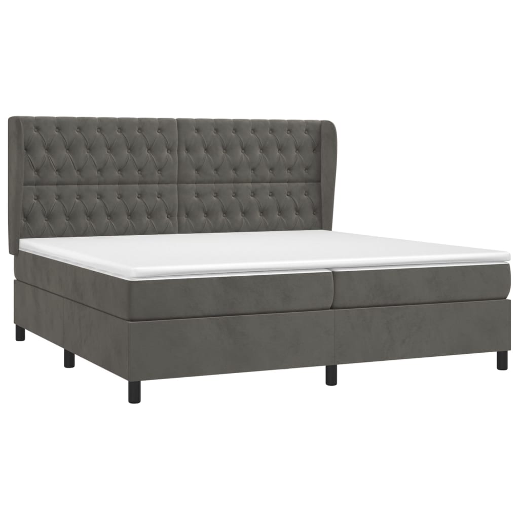 Boxspring Met Matras Fluweel Donkergrijs 200 x 200 cm Getuft ontwerp