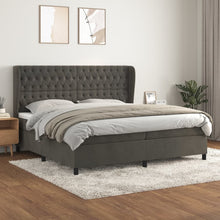 Boxspring Met Matras Fluweel Donkergrijs 200 x 200 cm Getuft ontwerp