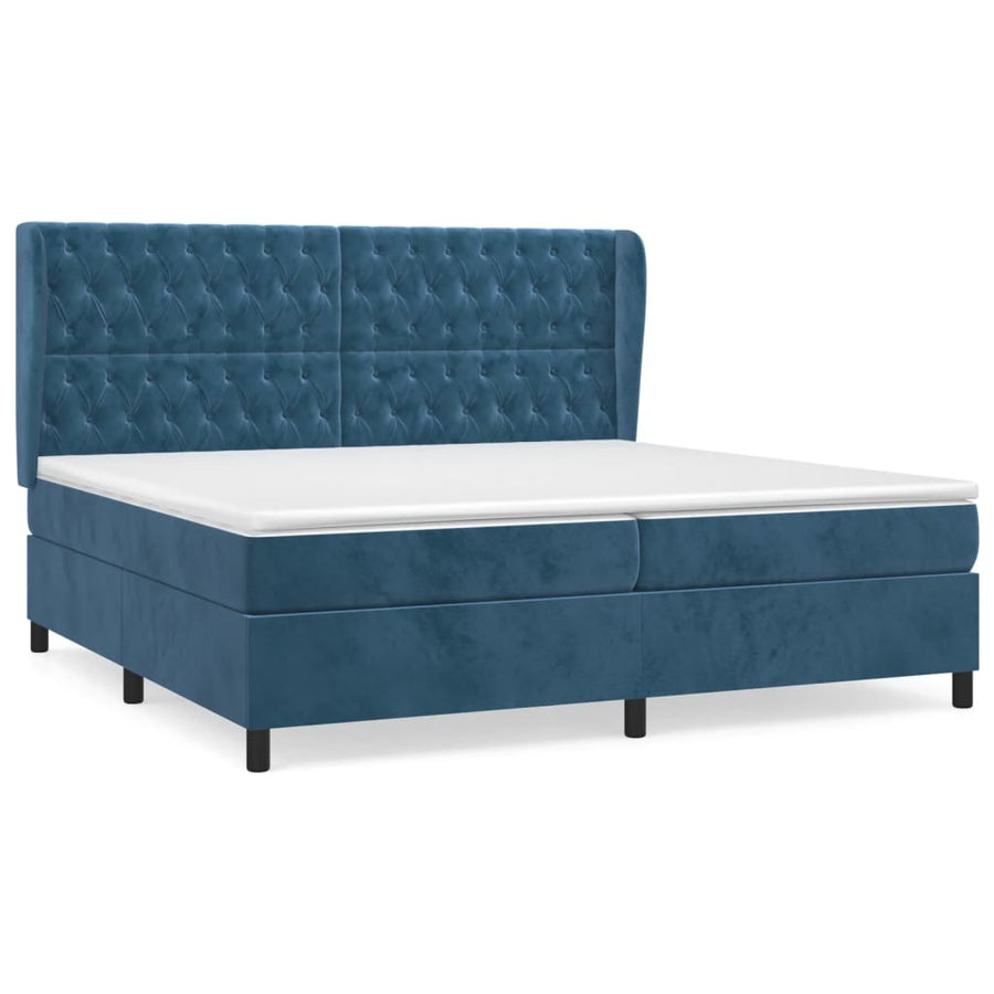 Boxspring Met Matras Fluweel Donkerblauw 200 x 200 cm Getuft ontwerp