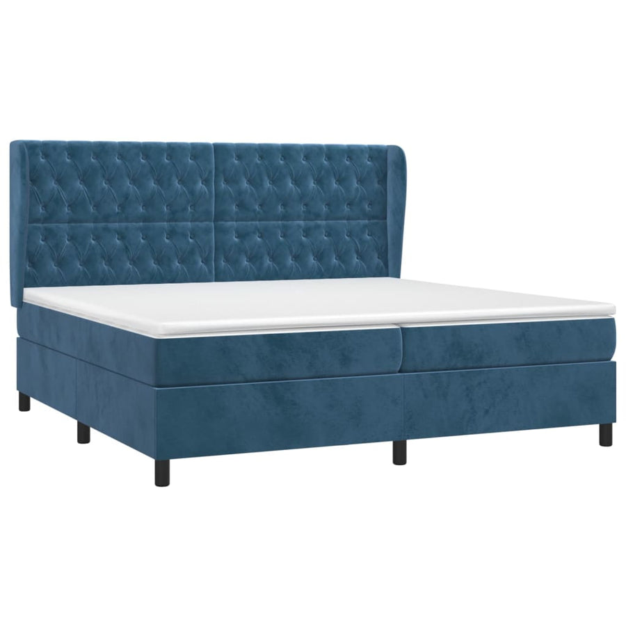 Boxspring Met Matras Fluweel Donkerblauw 200 x 200 cm Getuft ontwerp