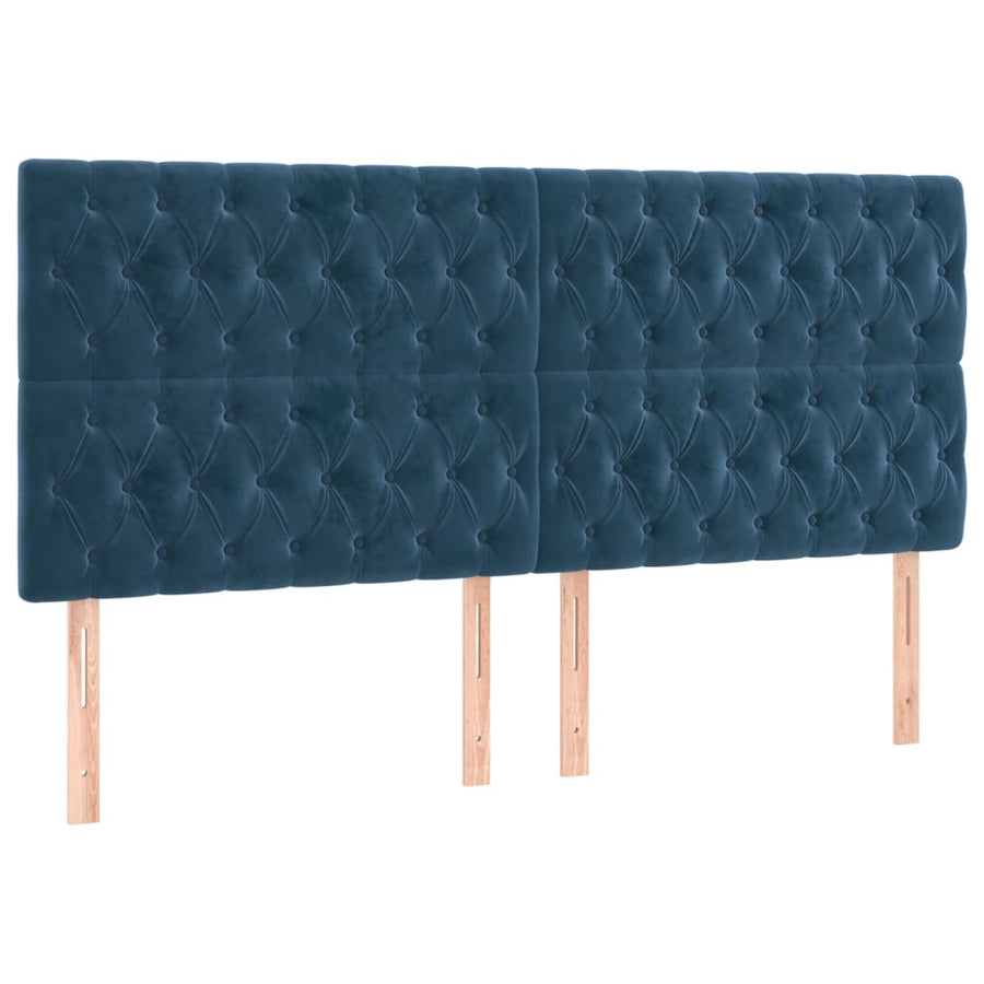 Boxspring Met Matras Fluweel Donkerblauw 200 x 200 cm Getuft ontwerp
