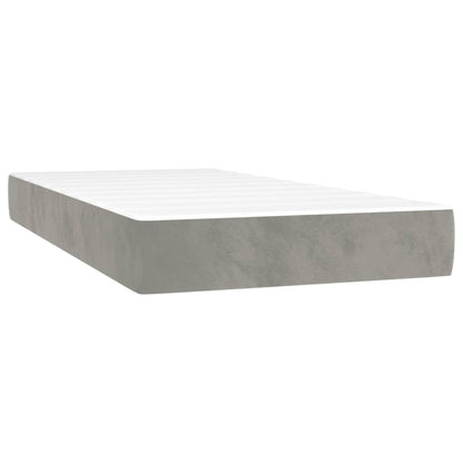 Boxspring Met Matras Fluweel Lichtgrijs 80 x 200 cm Knopen