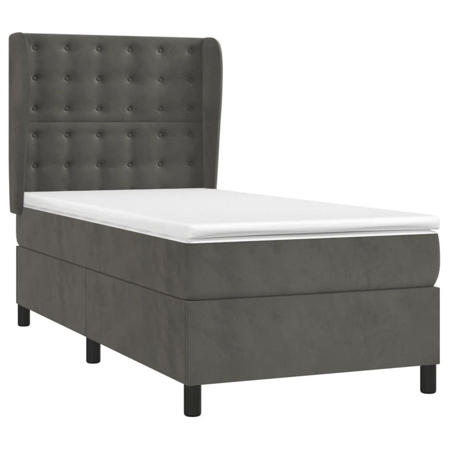 Boxspring Met Matras Fluweel Donkergrijs 80 x 200 cm Knopen