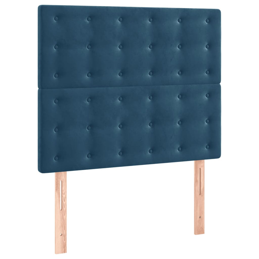 Boxspring Met Matras Fluweel Donkerblauw 90X190 Cm 90 x 190 cm Knopen