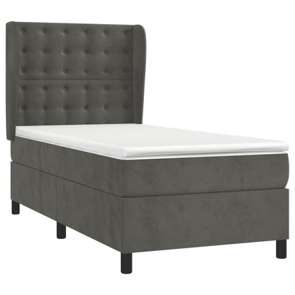 Boxspring Met Matras Fluweel Donkergrijs 90 x 200 cm Knopen