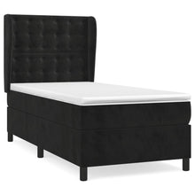 Boxspring Met Matras Fluweel Zwart 90 x 200 cm Knopen