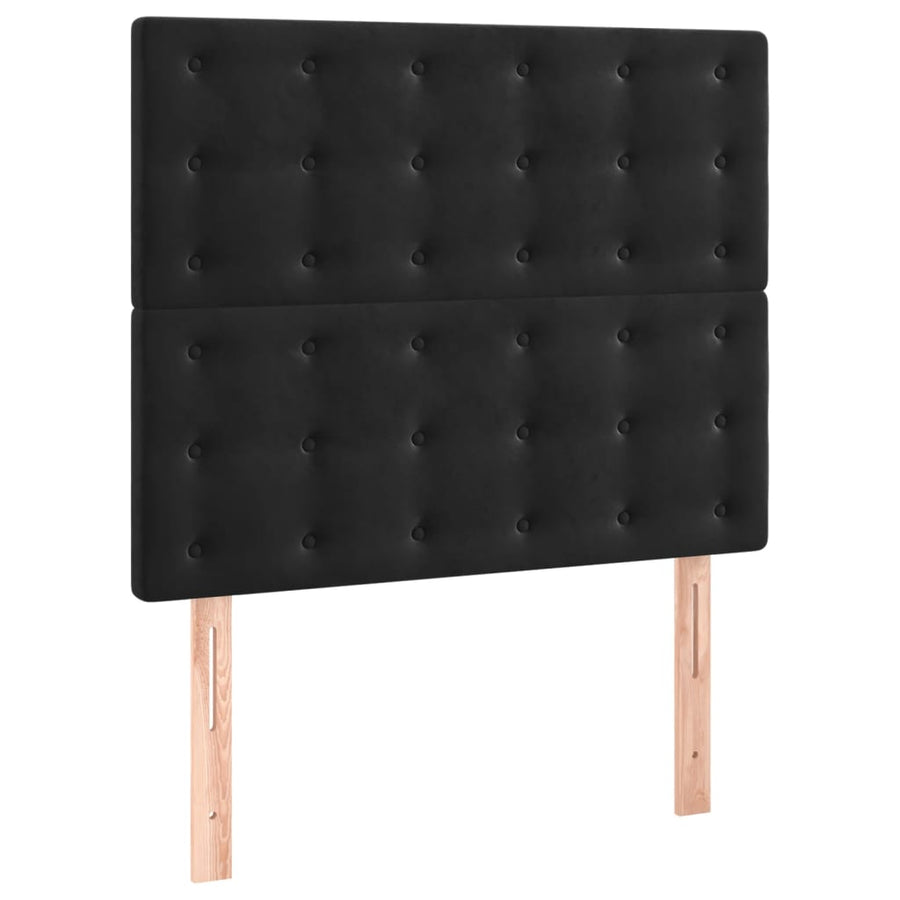 Boxspring Met Matras Fluweel Zwart 90 x 200 cm Knopen