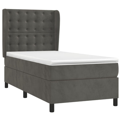 Boxspring Met Matras Fluweel Donkergrijs 100 x 200 cm Knopen