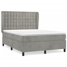 Boxspring Met Matras Fluweel Lichtgrijs 140 x 190 cm Knopen