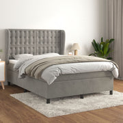 Boxspring 140x190 cm fluweel lichtgrijs