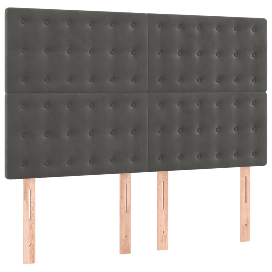 Boxspring Met Matras Fluweel Donkergrijs 140 x 190 cm Knopen