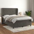 Boxspring met matras fluweel donkergrijs 140x190 cm