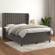 Boxspring met matras 140x190 cm donkergrijs fluweel