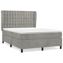 Boxspring Met Matras Fluweel Lichtgrijs 140 x 200 cm Knopen