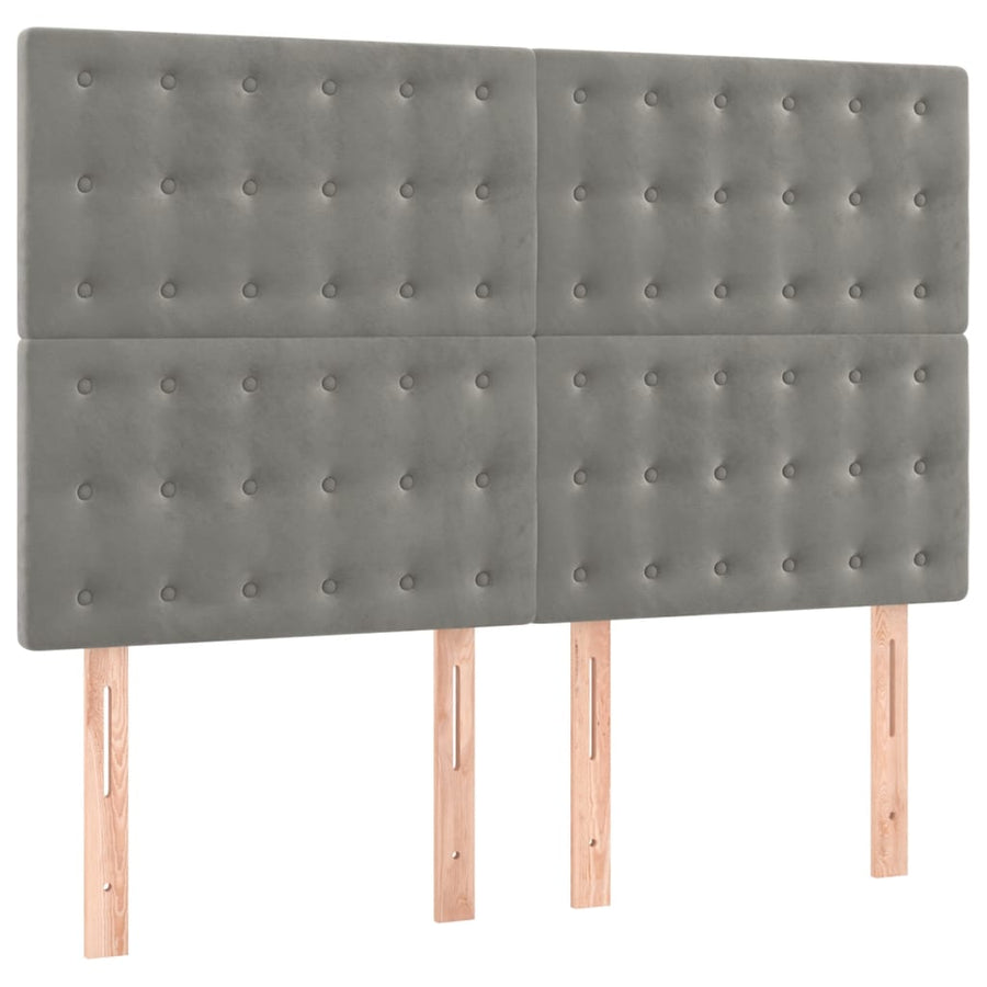 Boxspring Met Matras Fluweel Lichtgrijs 140 x 200 cm Knopen