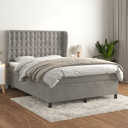 Boxspring 140x200 cm fluweel lichtgrijs