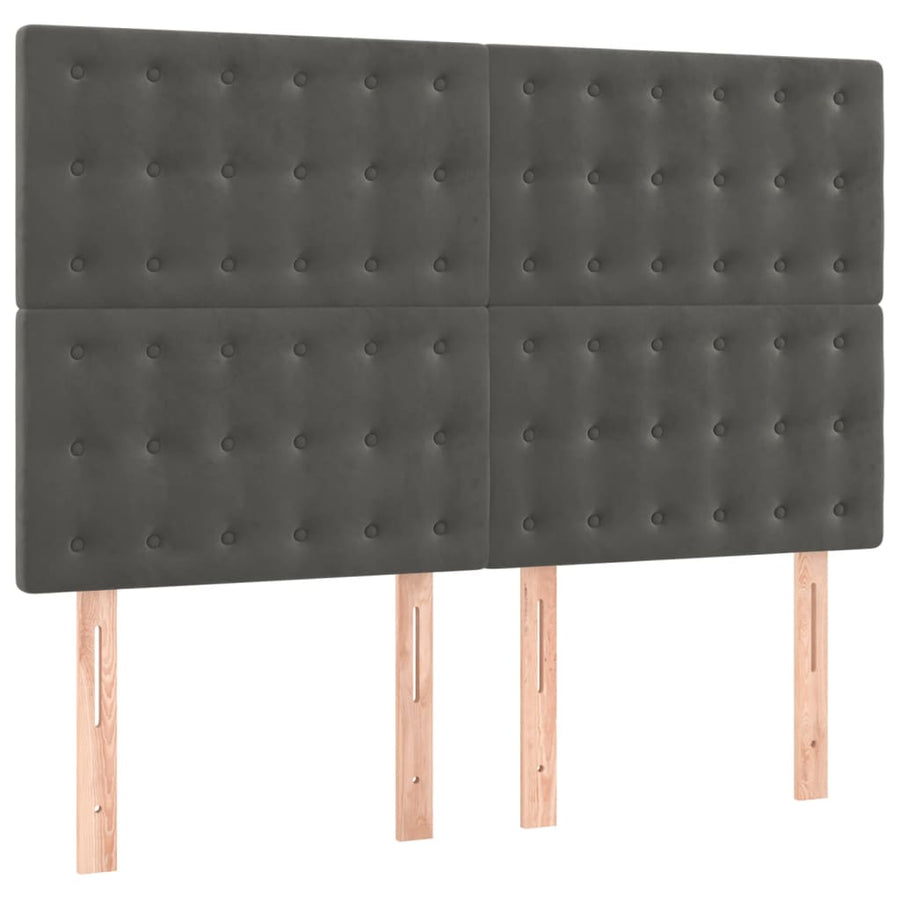 Boxspring Met Matras Fluweel Donkergrijs 140 x 200 cm Knopen