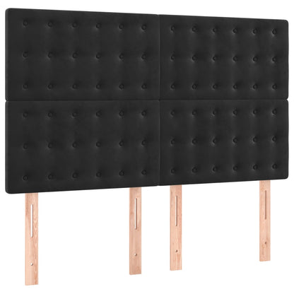 Boxspring Met Matras Fluweel Zwart 140 x 200 cm Knopen