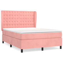 Boxspring Met Matras Fluweel Roze 140 x 200 cm Knopen