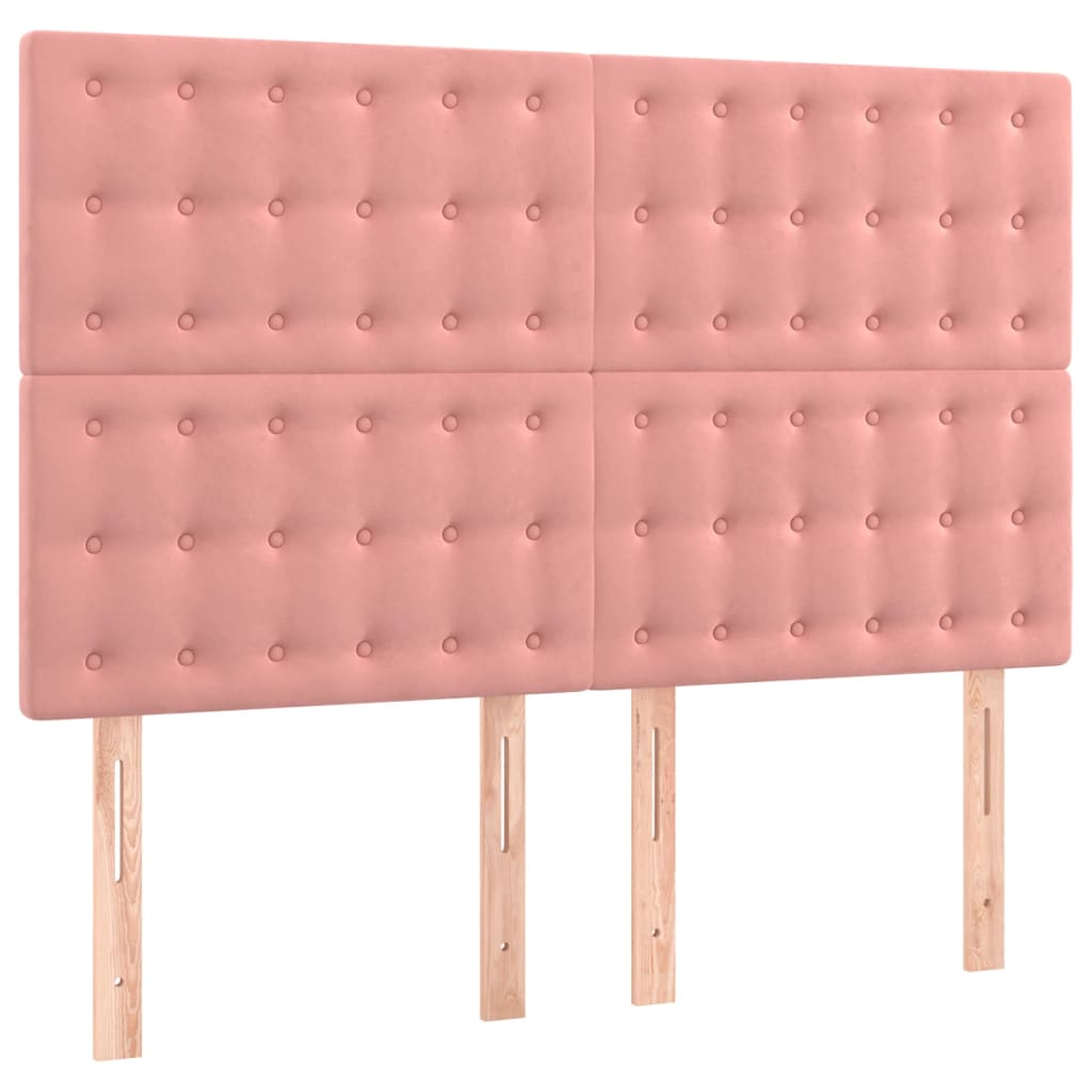 Boxspring Met Matras Fluweel Roze 140 x 200 cm Knopen