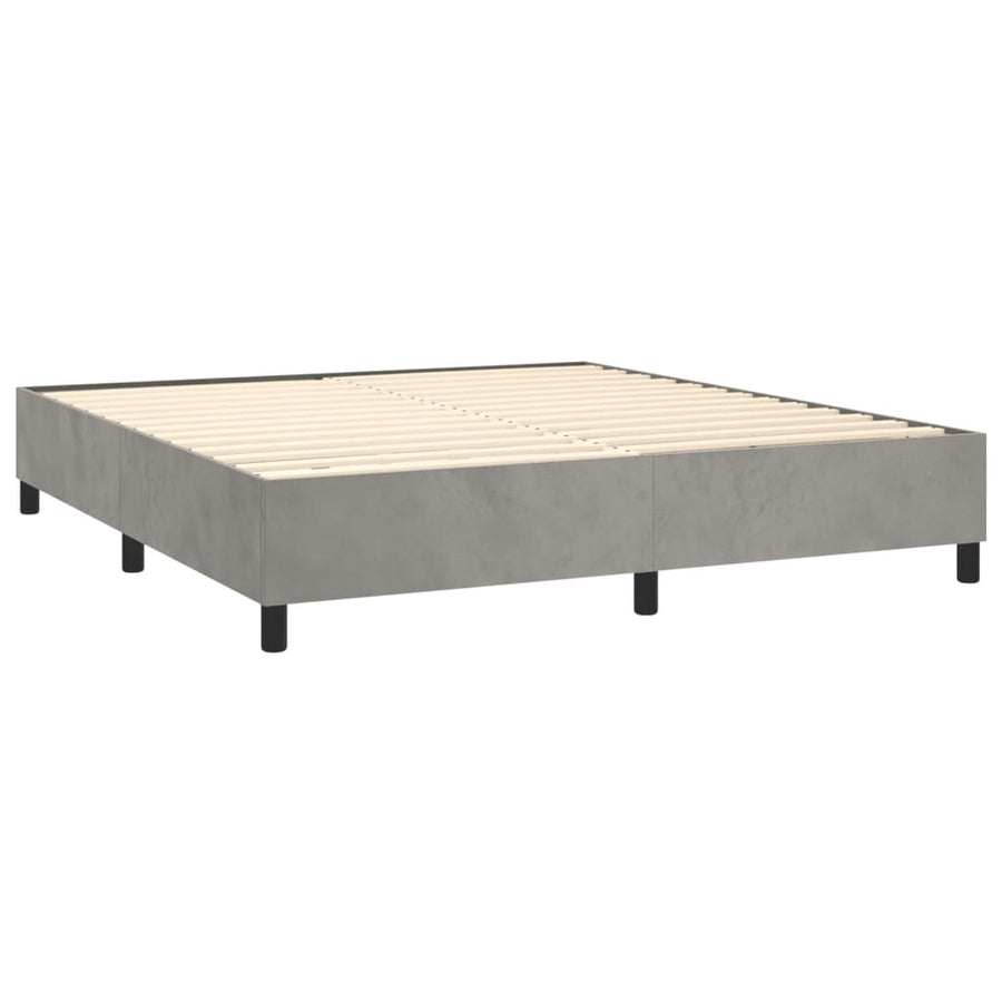 Boxspring Met Matras Fluweel Lichtgrijs 160 x 200 cm Knopen