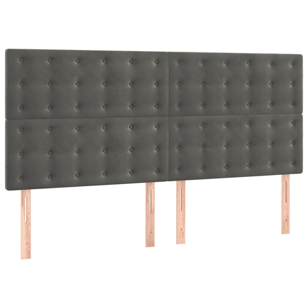 Boxspring Met Matras Fluweel Donkergrijs 160 x 200 cm Knopen