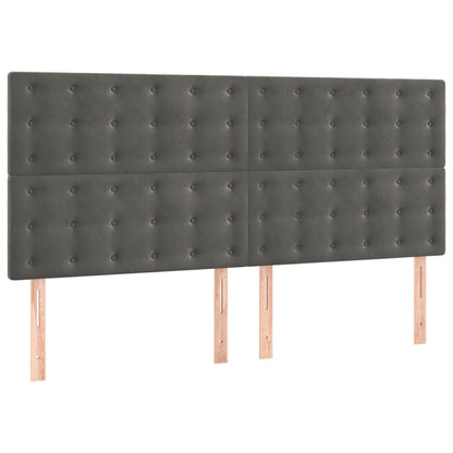 Boxspring Met Matras Fluweel Donkergrijs 160 x 200 cm Knopen