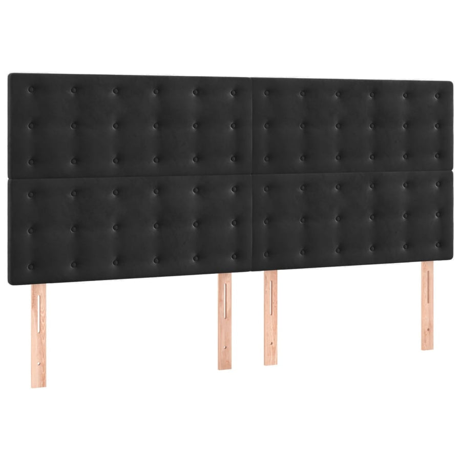 Boxspring Met Matras Fluweel Zwart 160 x 200 cm Knopen