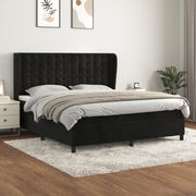 Boxspring 160x200 cm fluweel zwart met matras