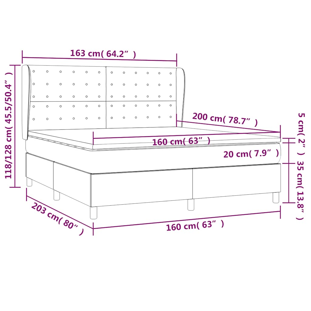 Boxspring met matras fluweel donkergroen 160x200 cm