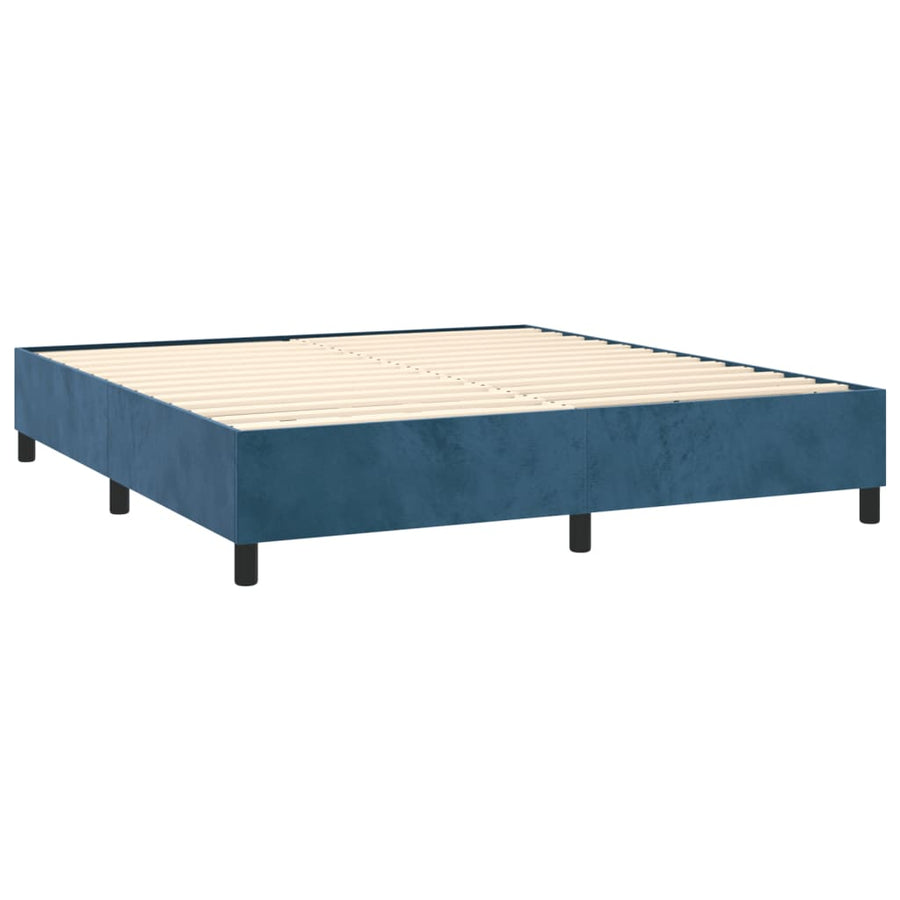 Boxspring Met Matras Fluweel Donkerblauw 160 x 200 cm Knopen