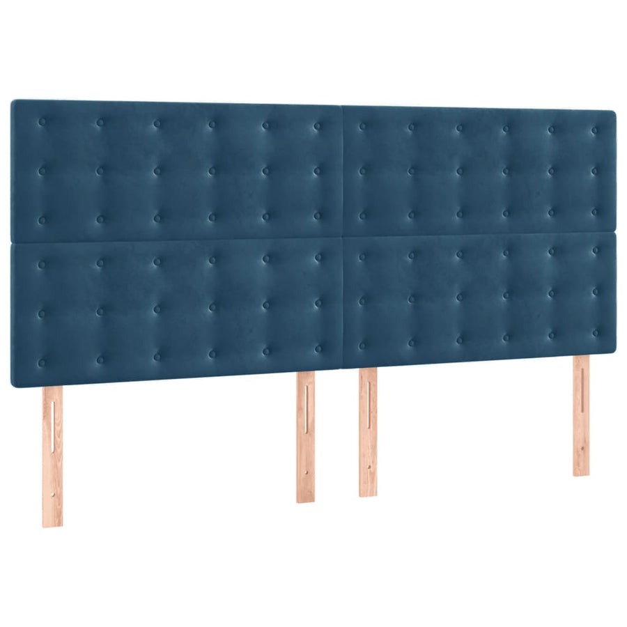 Boxspring Met Matras Fluweel Donkerblauw 160 x 200 cm Knopen