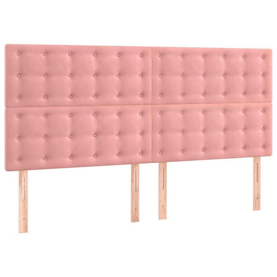 Boxspring Met Matras Fluweel Roze 160 x 200 cm Knopen