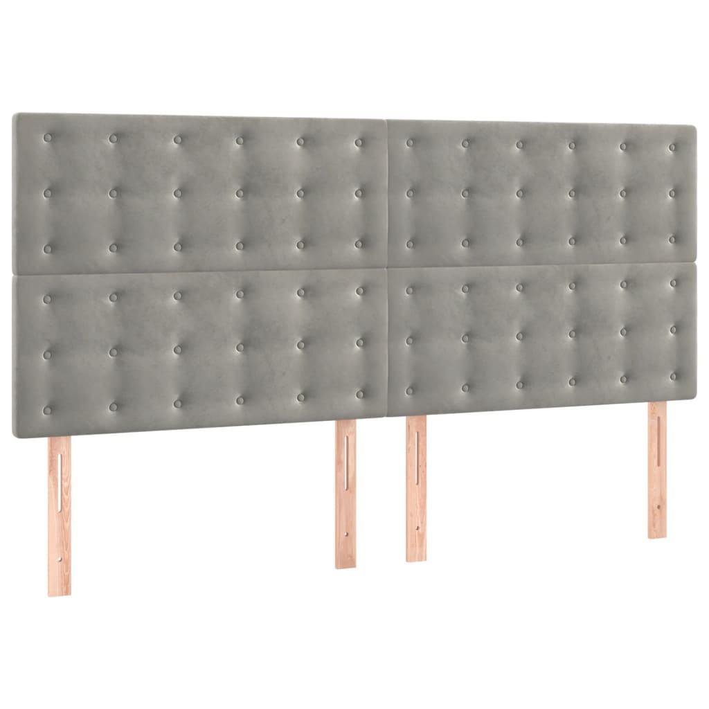 Boxspring Met Matras Fluweel Lichtgrijs 180X200 Cm 180 x 200 cm Knopen