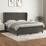 Boxspring met matras 180x200 cm donkergrijs fluweel