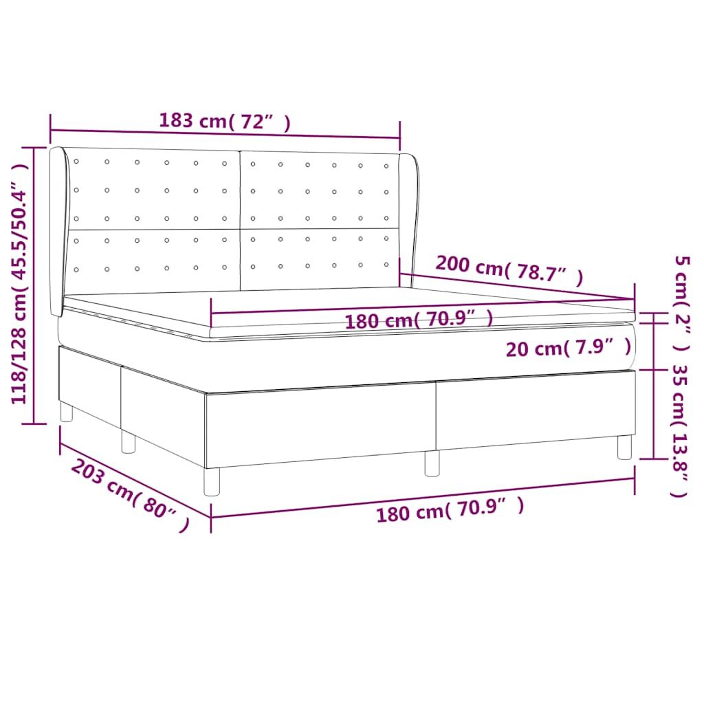 Boxspring met matras fluweel donkergroen 180x200 cm