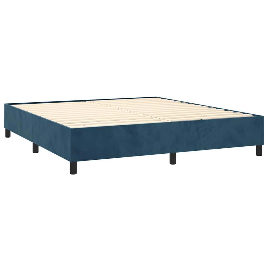 Boxspring met matras fluweel donkerblauw 180x200 cm