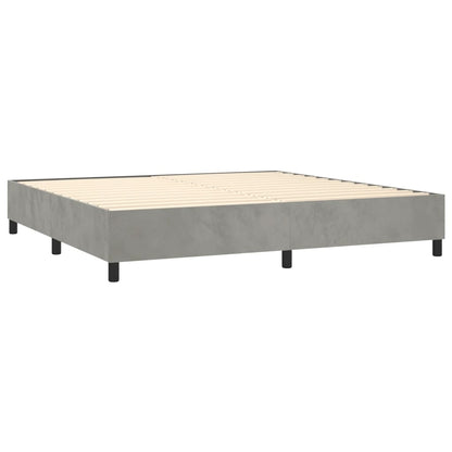 Boxspring Met Matras Fluweel Lichtgrijs 200 x 200 cm Knopen