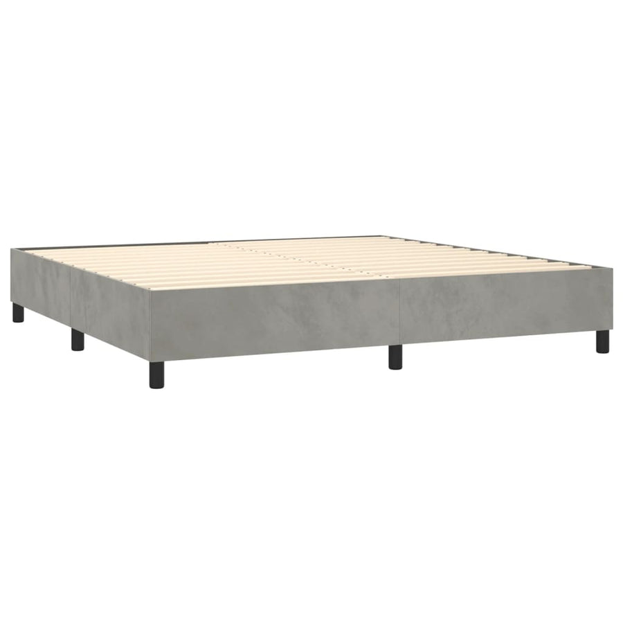 Boxspring Met Matras Fluweel Lichtgrijs 200 x 200 cm Knopen