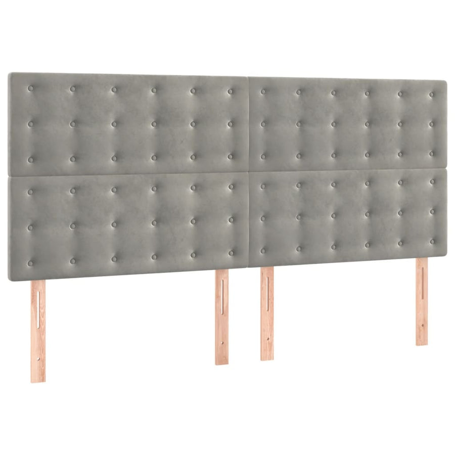 Boxspring Met Matras Fluweel Lichtgrijs 200 x 200 cm Knopen