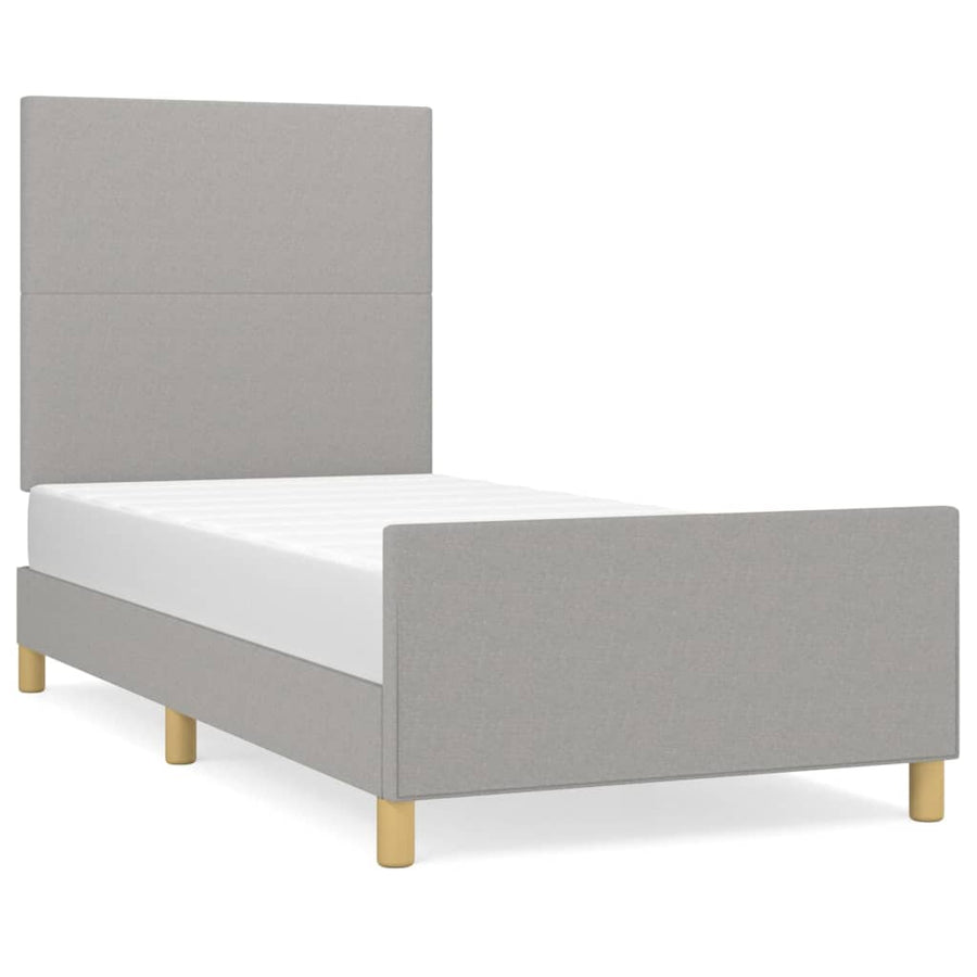 Bedframe met hoofdbord stof lichtgrijs 80x200 cm 80 x 200 cm Lichtgrijs