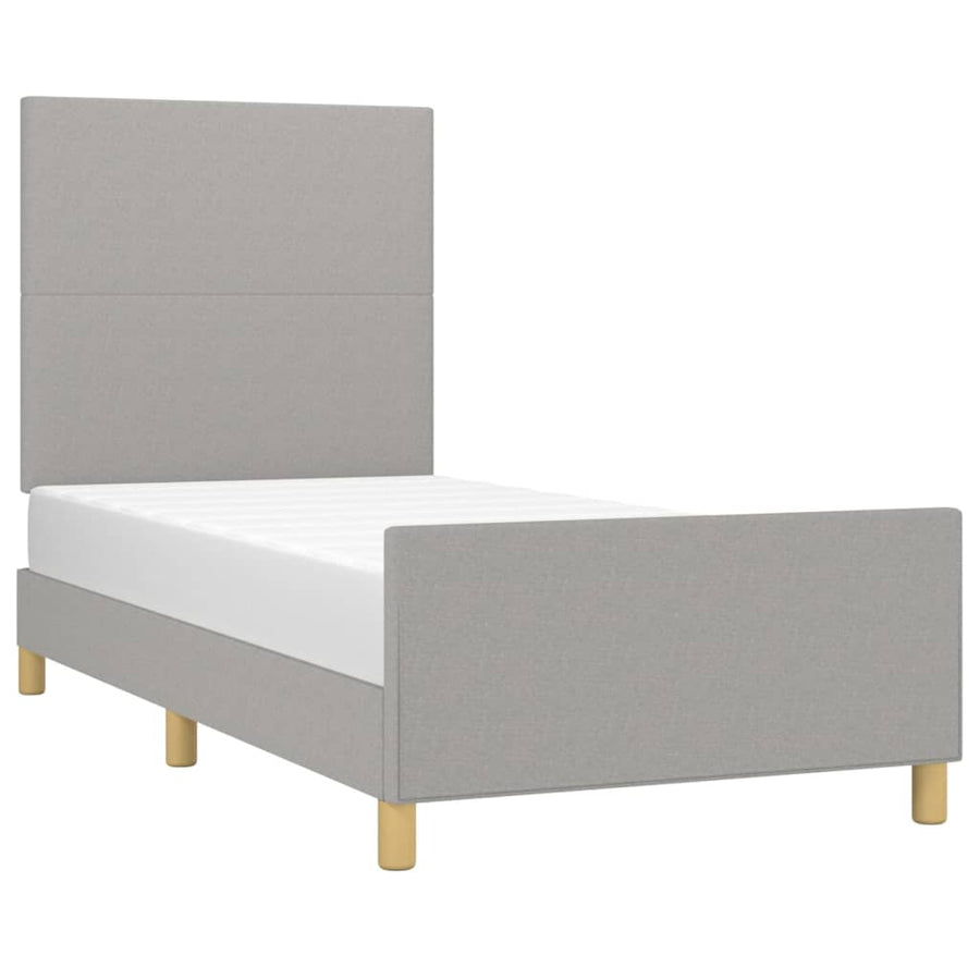 Bedframe met hoofdbord stof lichtgrijs 80x200 cm 80 x 200 cm Lichtgrijs