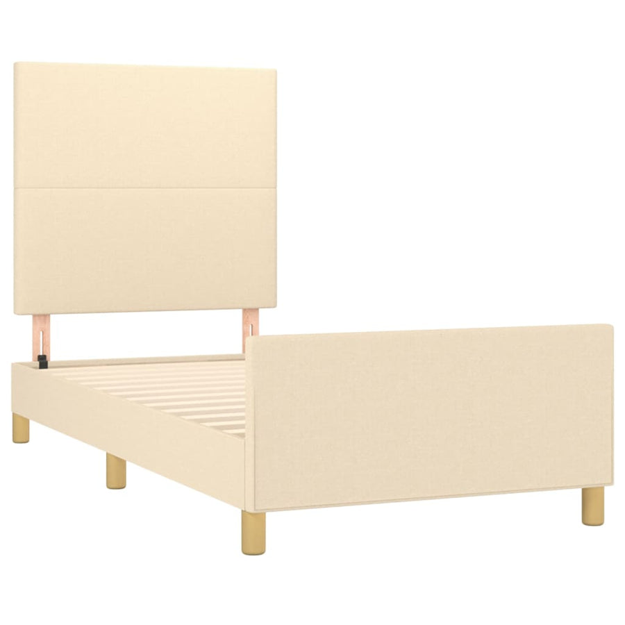 Bedframe Met Hoofdbord Stof Kleurig Crème 80 x 200 cm Effen ontwerp